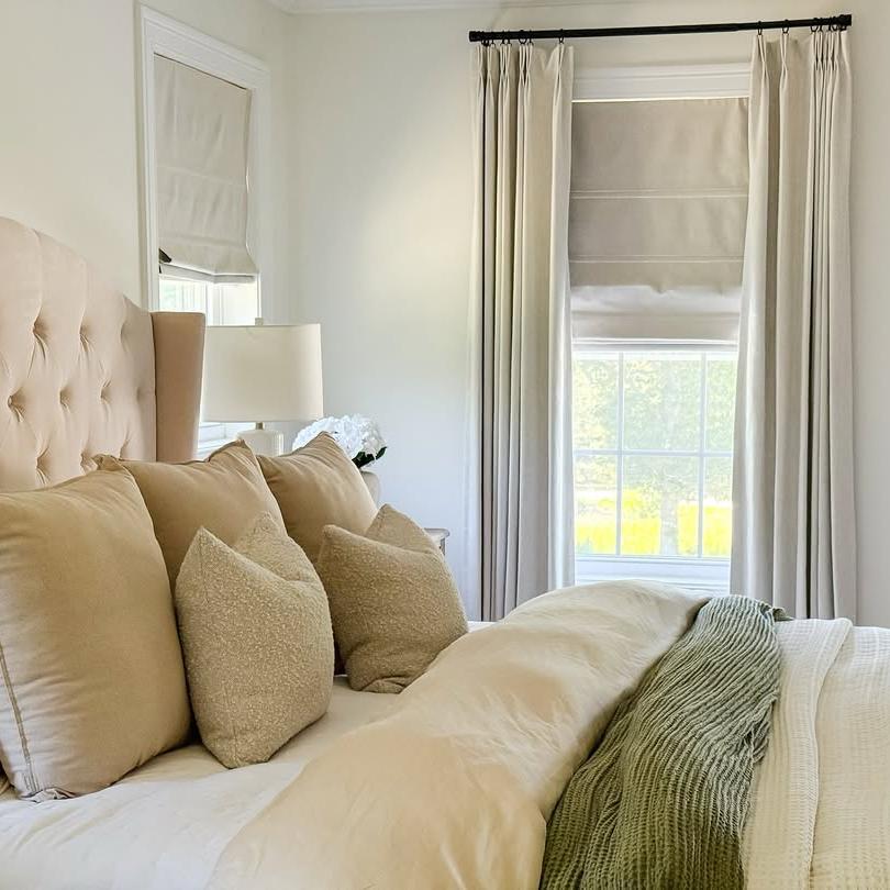 Haven Blackout Yarn-Dyed Faux Linen Roman shade| Plain Fold