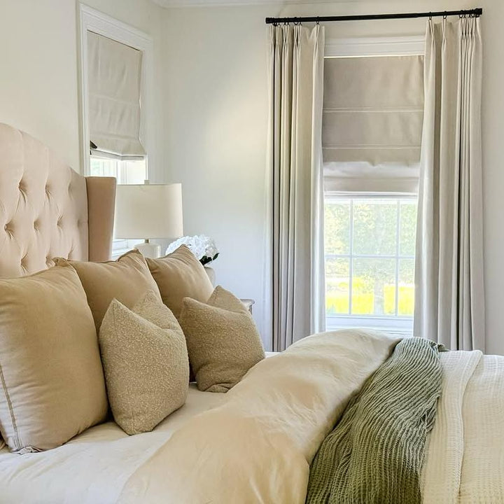 Haven Blackout Yarn-Dyed Faux Linen Roman shade| Plain Fold