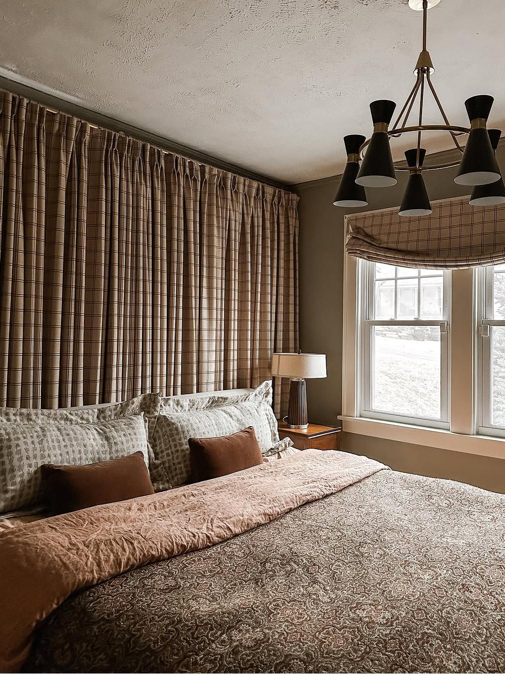 Freda Plaid Stripes Linen Curtains & Drapes Pleated