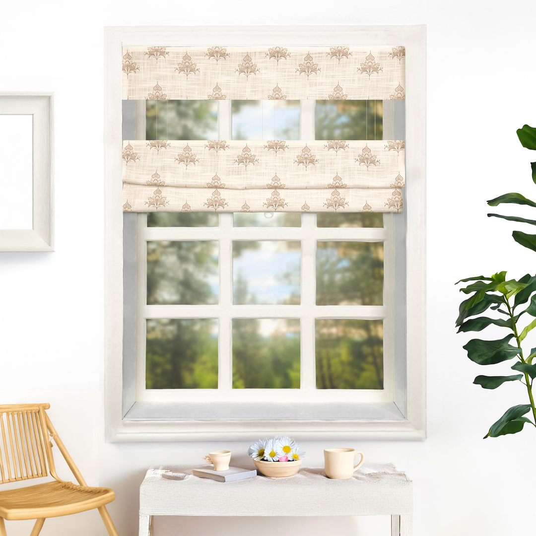 Sara Hayden Pattern Linen Blend Roman Shades Cordless|Top Down Bottom Up