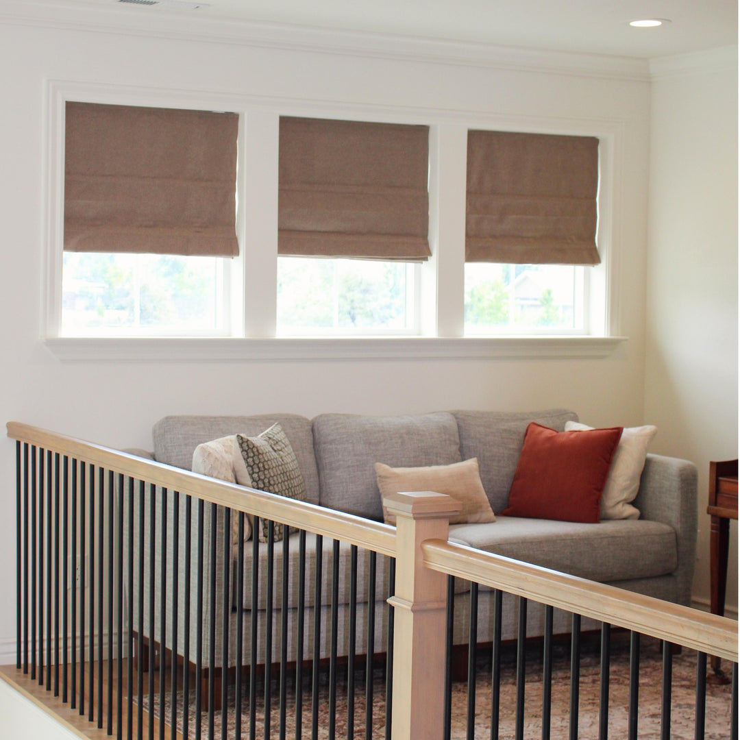 Aura Blackout Double-sided Faux Linen Roman Shade| Plain Fold