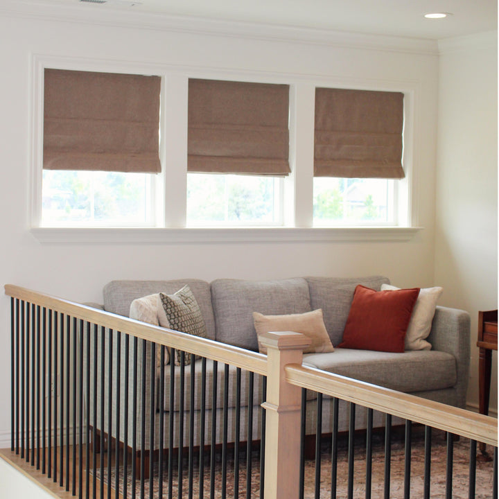 Aura Blackout Double-sided Faux Linen Roman Shade| Plain Fold