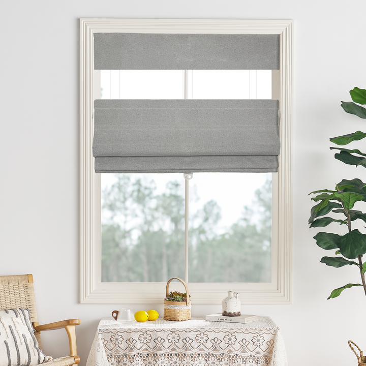 Aura Blackout Faux Linen Roman Shade Cordless|Top Down Bottom Up