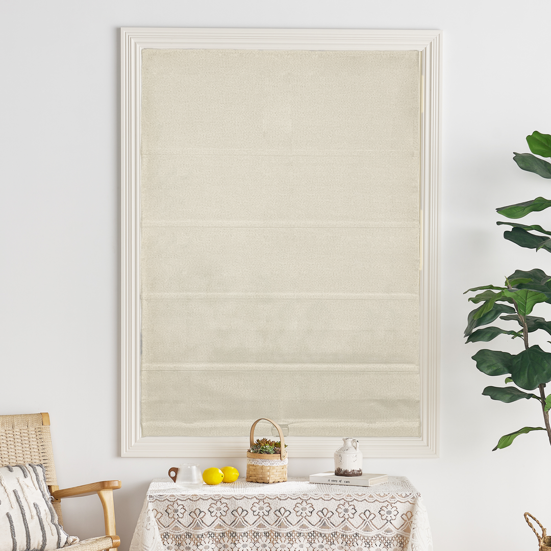 Haven Blackout Faux Linen Roman Shade Cordless| Top Down Bottom Up
