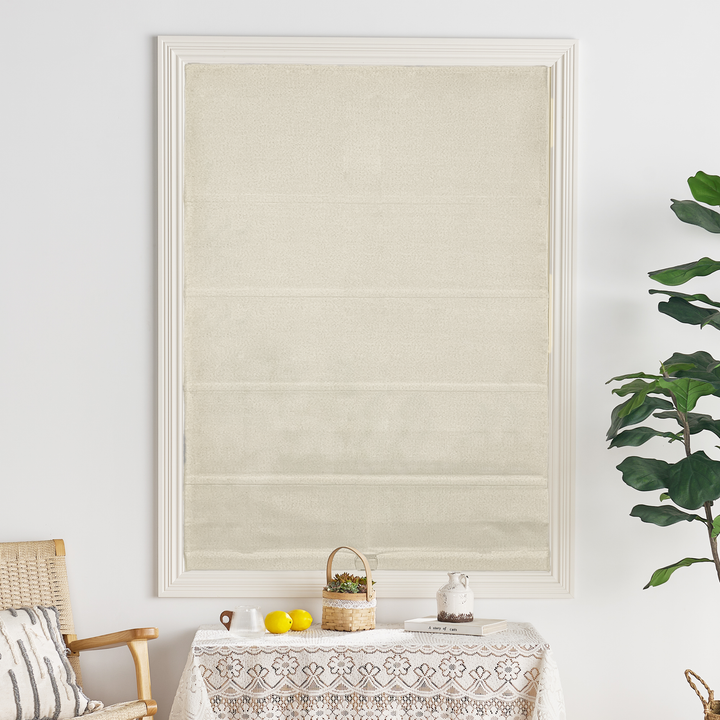 Haven Blackout Faux Linen Roman Shade Cordless| Top Down Bottom Up