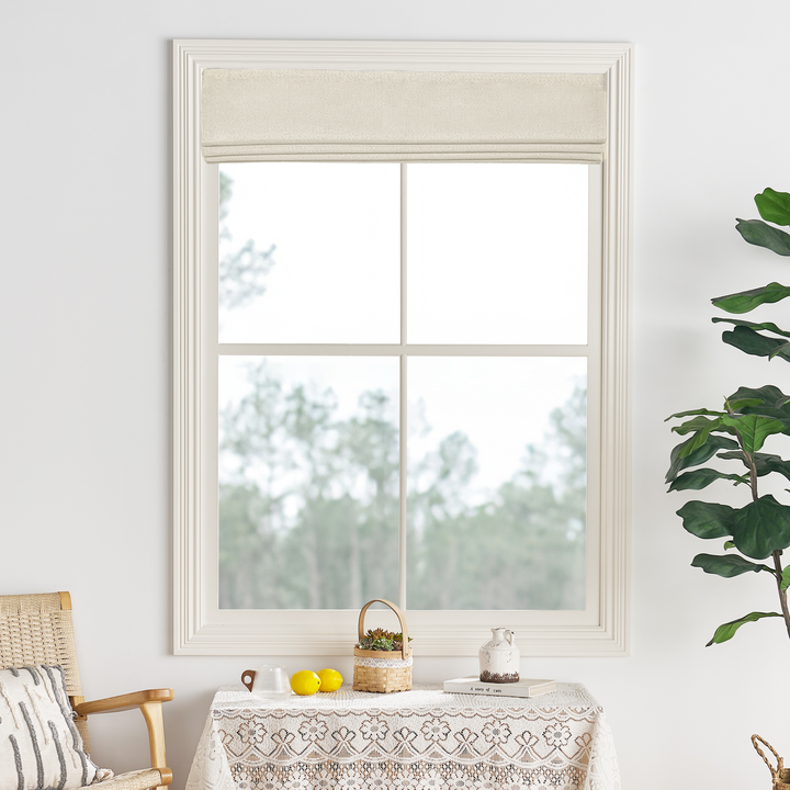 Haven Blackout Yarn-Dyed Faux Linen Roman shade| Flat Fold