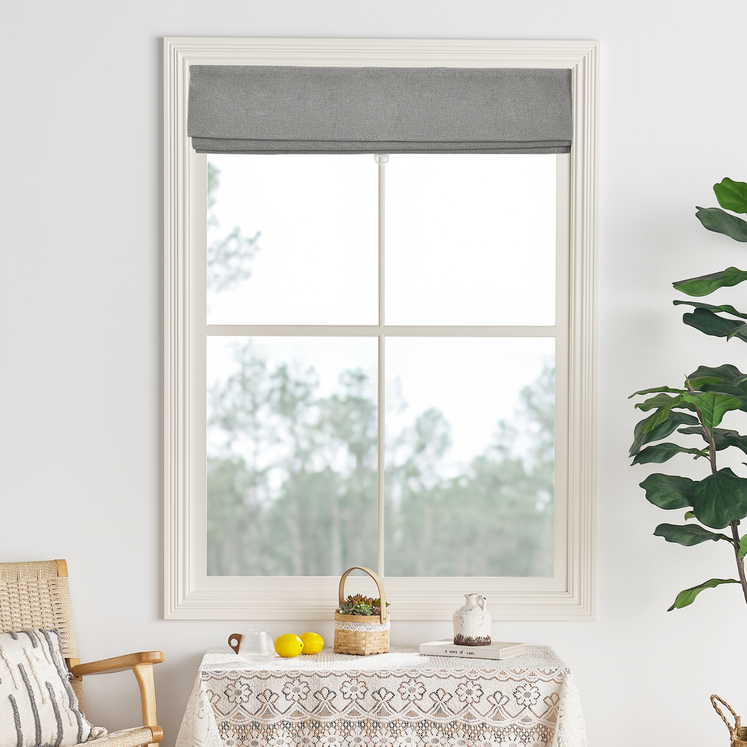 Aura Blackout Faux Linen Roman Shade Cordless|Top Down Bottom Up