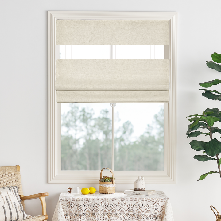 Haven Blackout Faux Linen Roman Shade Cordless| Top Down Bottom Up