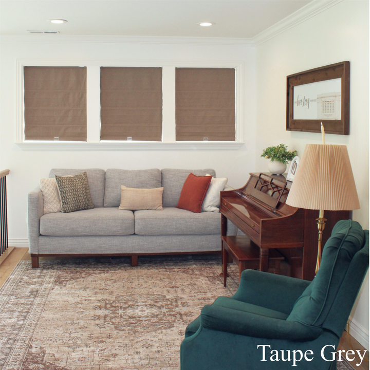 Aura Blackout Double-sided Faux Linen Roman Shade| Plain Fold