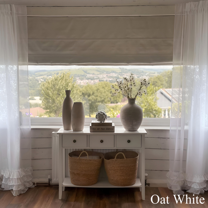 Haven Blackout Yarn-Dyed Faux Linen Roman shade| Plain Fold