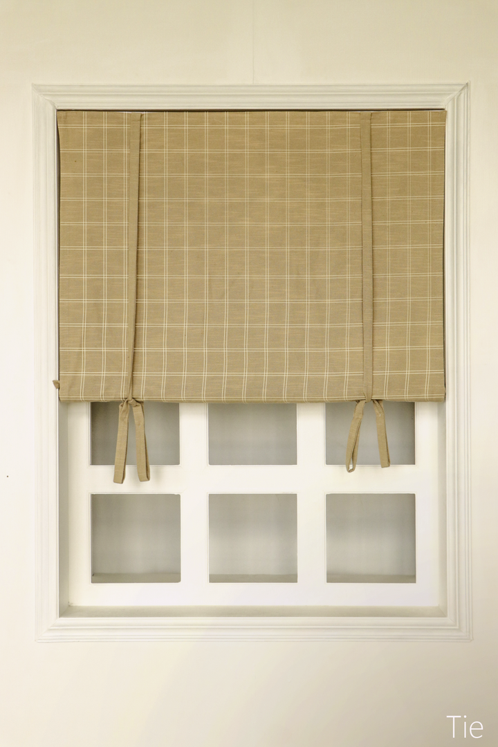 Freda Plaid Stripes Linen Roman Blinds & Shades Cord Lift | Tie