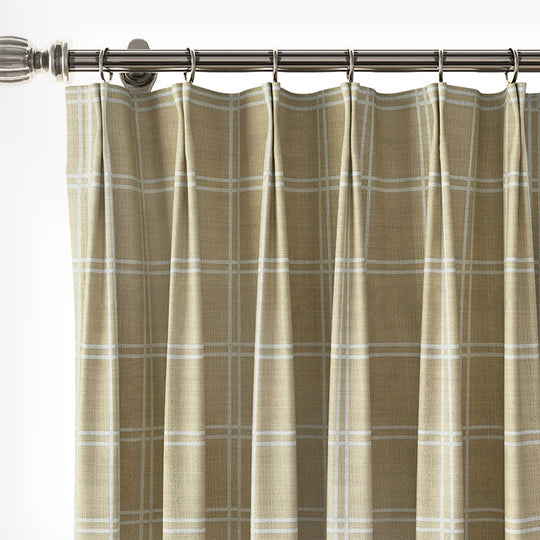 Freda Plaid Stripes Linen Curtains & Drapes Pleated