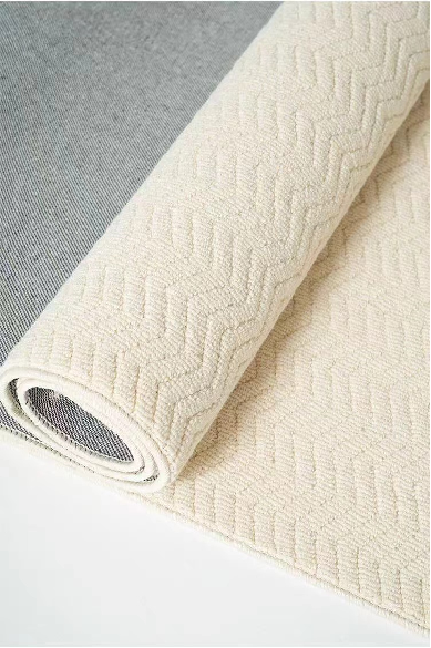 Noah Cotton Lockstitch Ivory White Wool Blend Rug