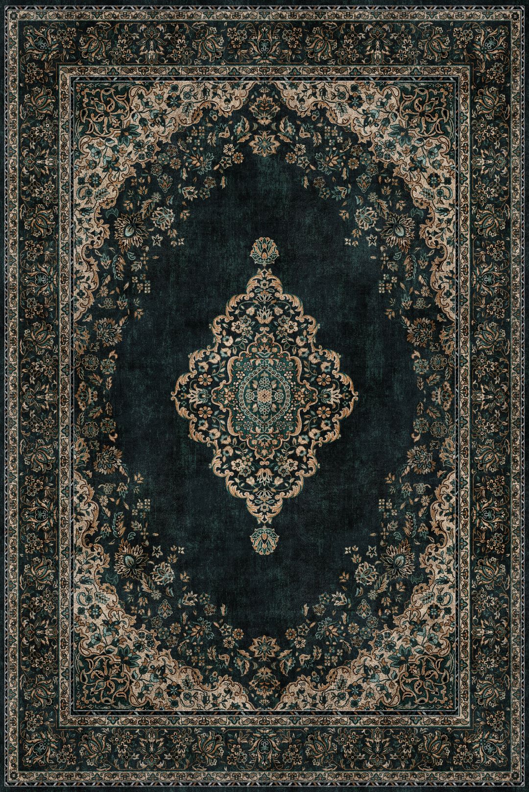 Jasper Blackish Green Printed Rug