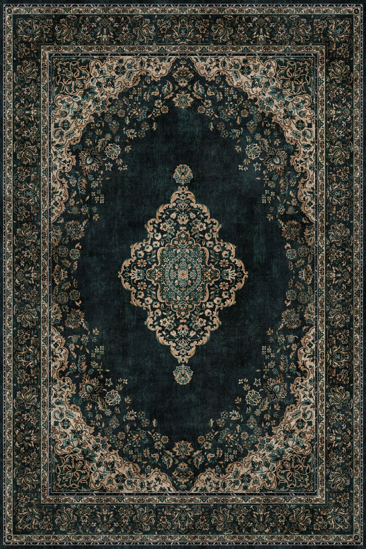 Jasper Blackish Green Printed Rug