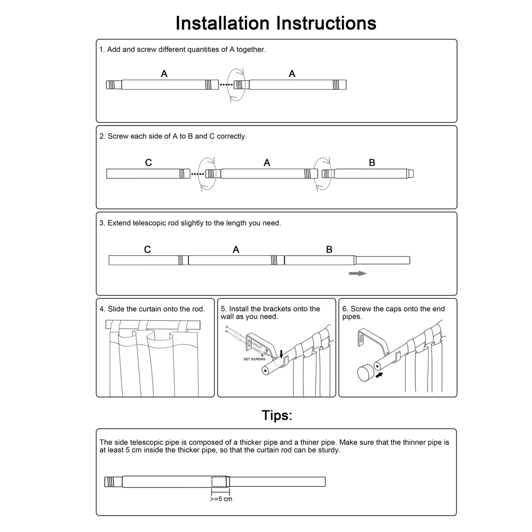 Ron Window Curtain Rod & Wall Brackets