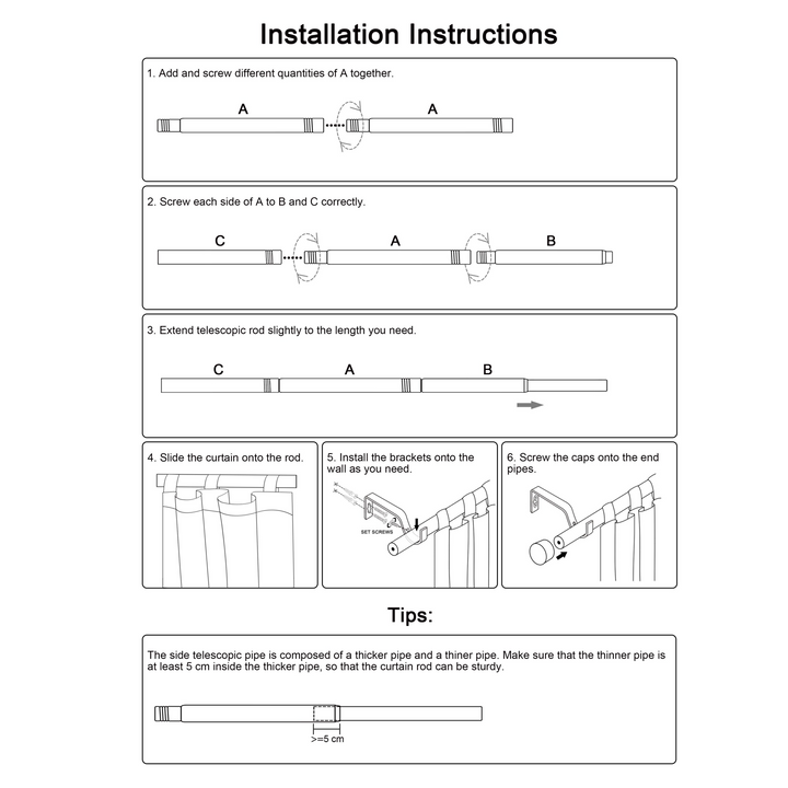 Ron Window Curtain Rod & Wall Brackets