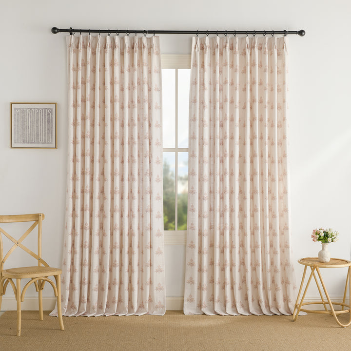 Sara Hayden Pattern Linen Blend Curtains & Drapes Pleated