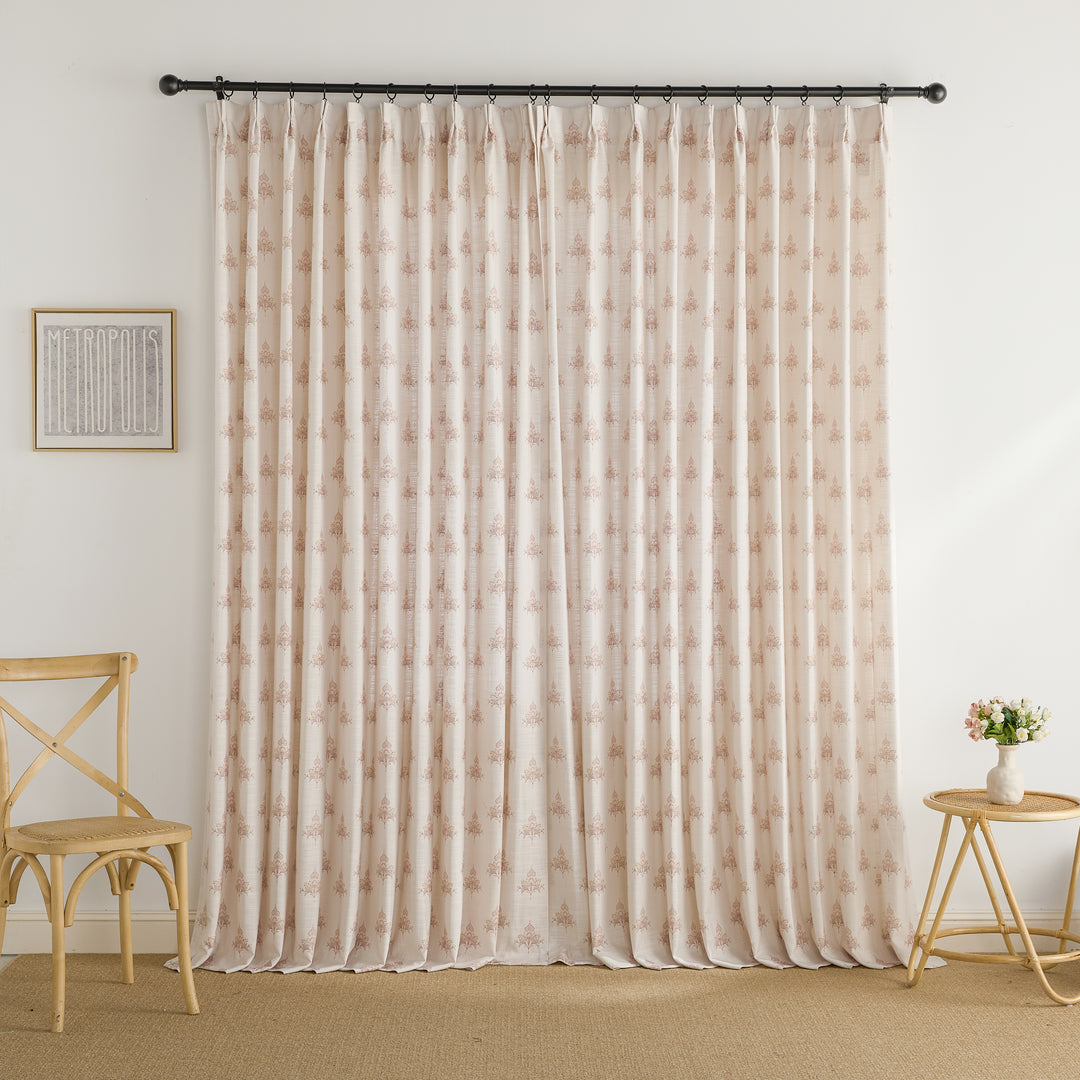 Sara Hayden Pattern Linen Blend Curtains & Drapes Pleated