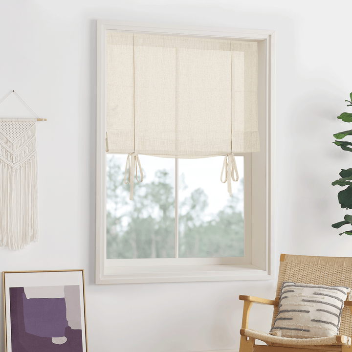 Belgian Flax Linen Roman Blinds & Shades Cord Lift | Tie