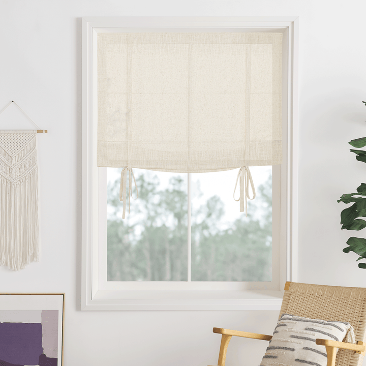 Belgian Flax Linen Roman Blinds & Shades Cord Lift | Tie