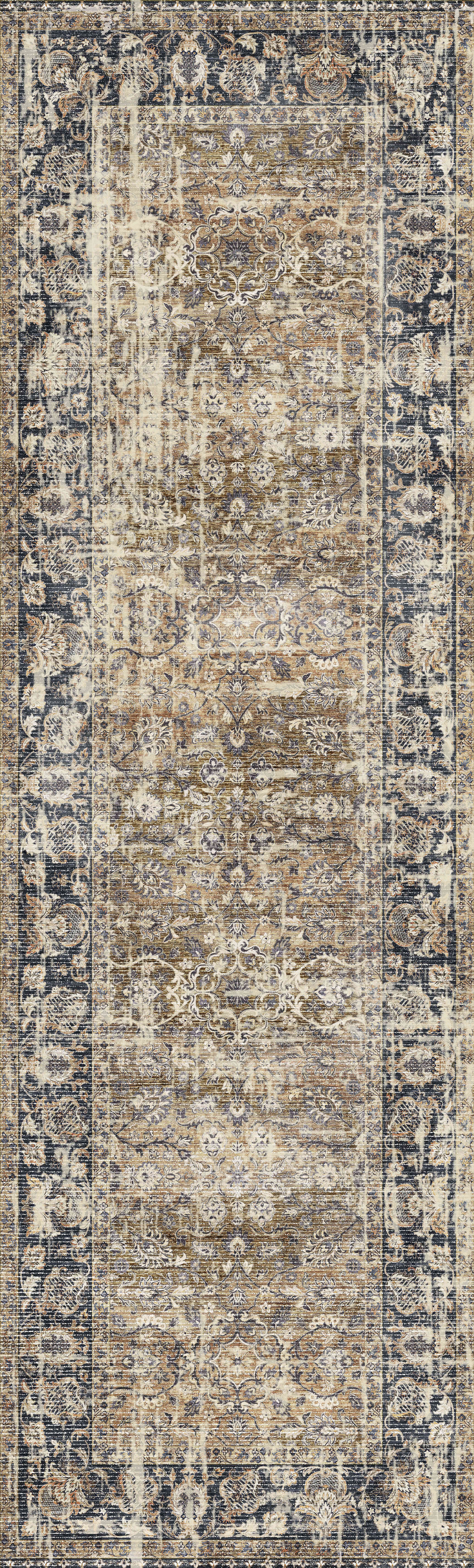 Clay Khaki Printed Runner Rug