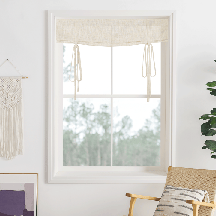 Belgian Flax Linen Roman Blinds & Shades Cord Lift | Tie