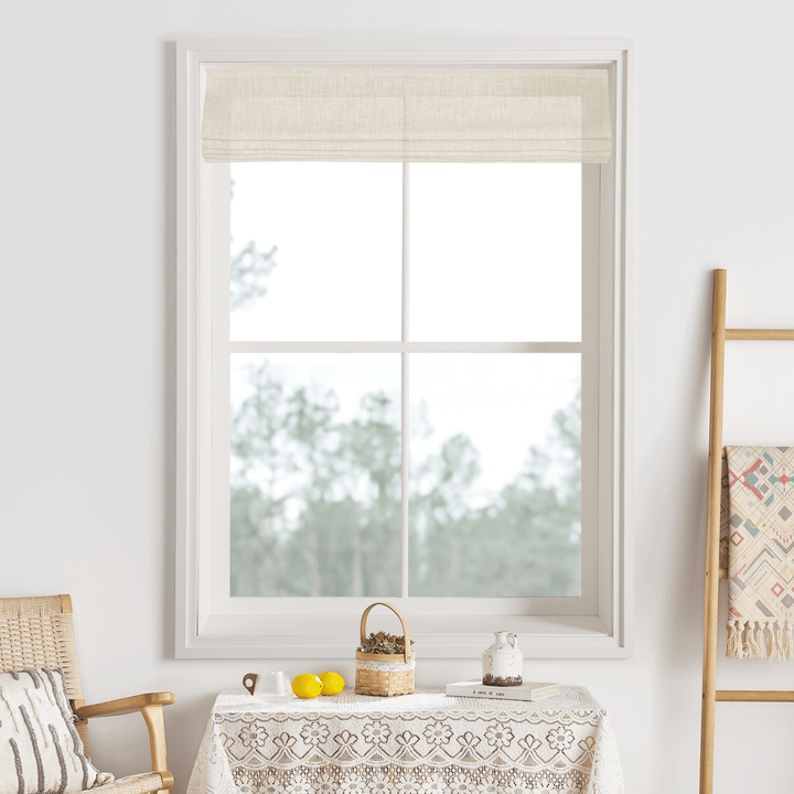 Belgian Linen Flax Roman Blinds & Shades | Plain Fold