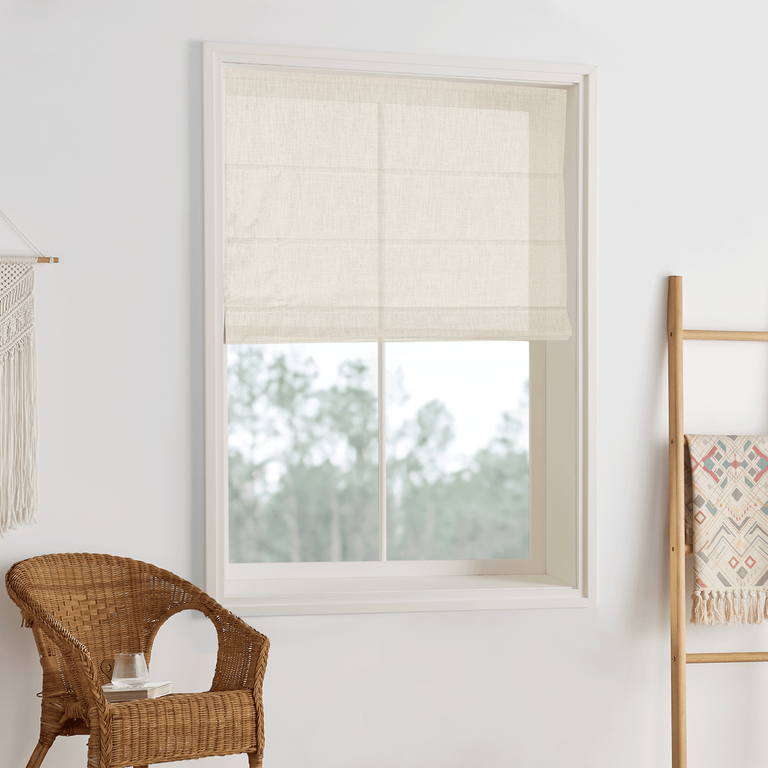 Belgian Linen Flax Roman Blinds & Shades | Plain Fold