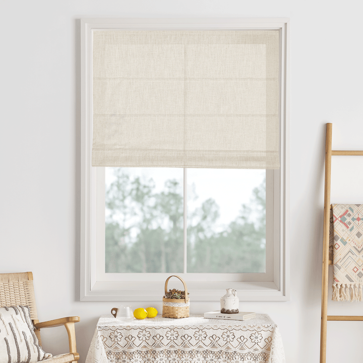 Belgian Linen Flax Roman Blinds & Shades | Plain Fold