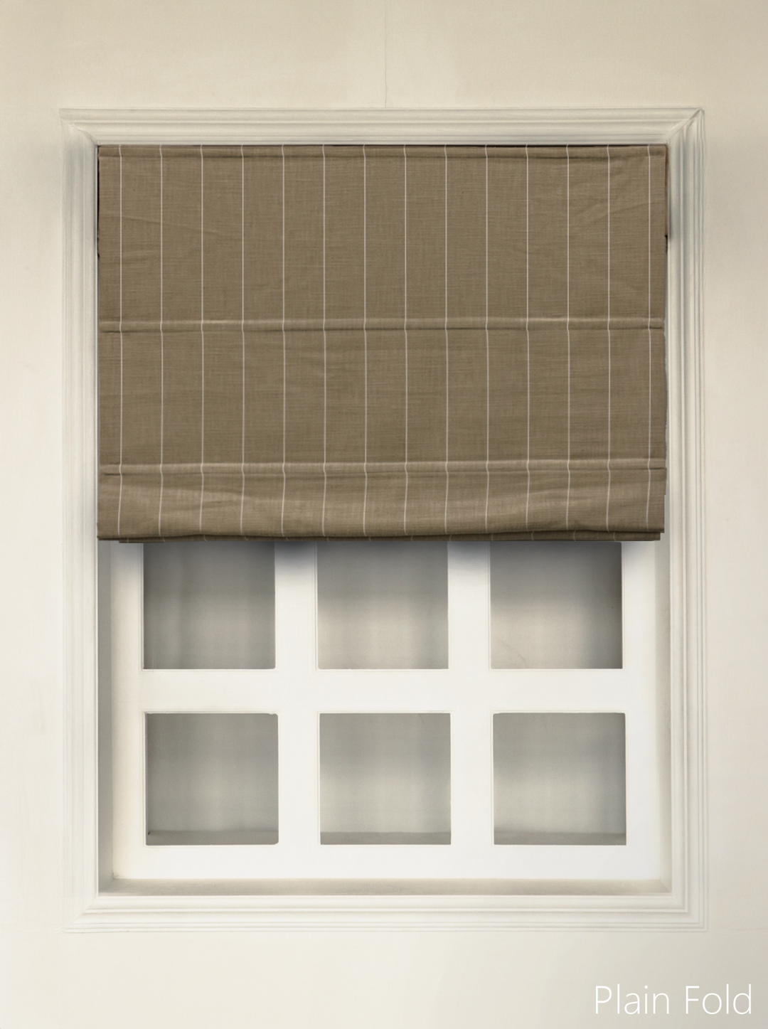 Freda Plaid Stripes Linen Roman Blinds & Shades | Plain Fold