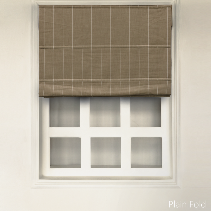 Freda Plaid Stripes Linen Roman Blinds & Shades | Plain Fold