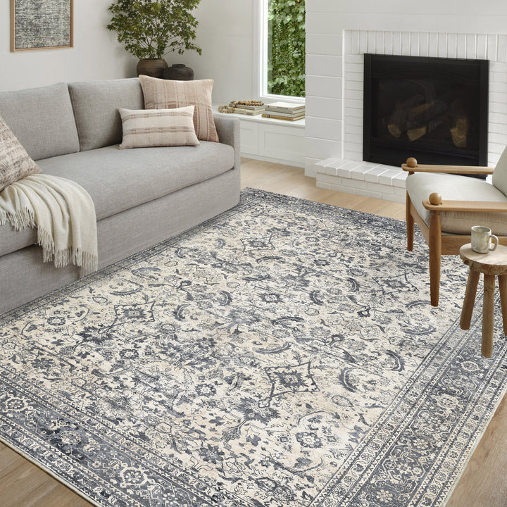 Pace Persian-Style Silver and Blue Rug