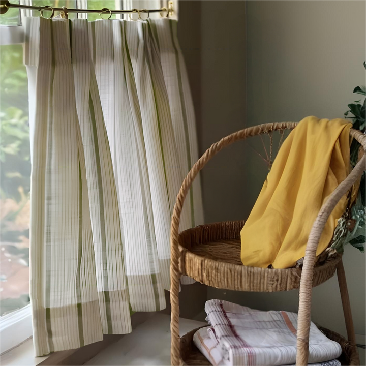 Sara Hayden Pattern Linen Blend Pleated Cafe Curtain