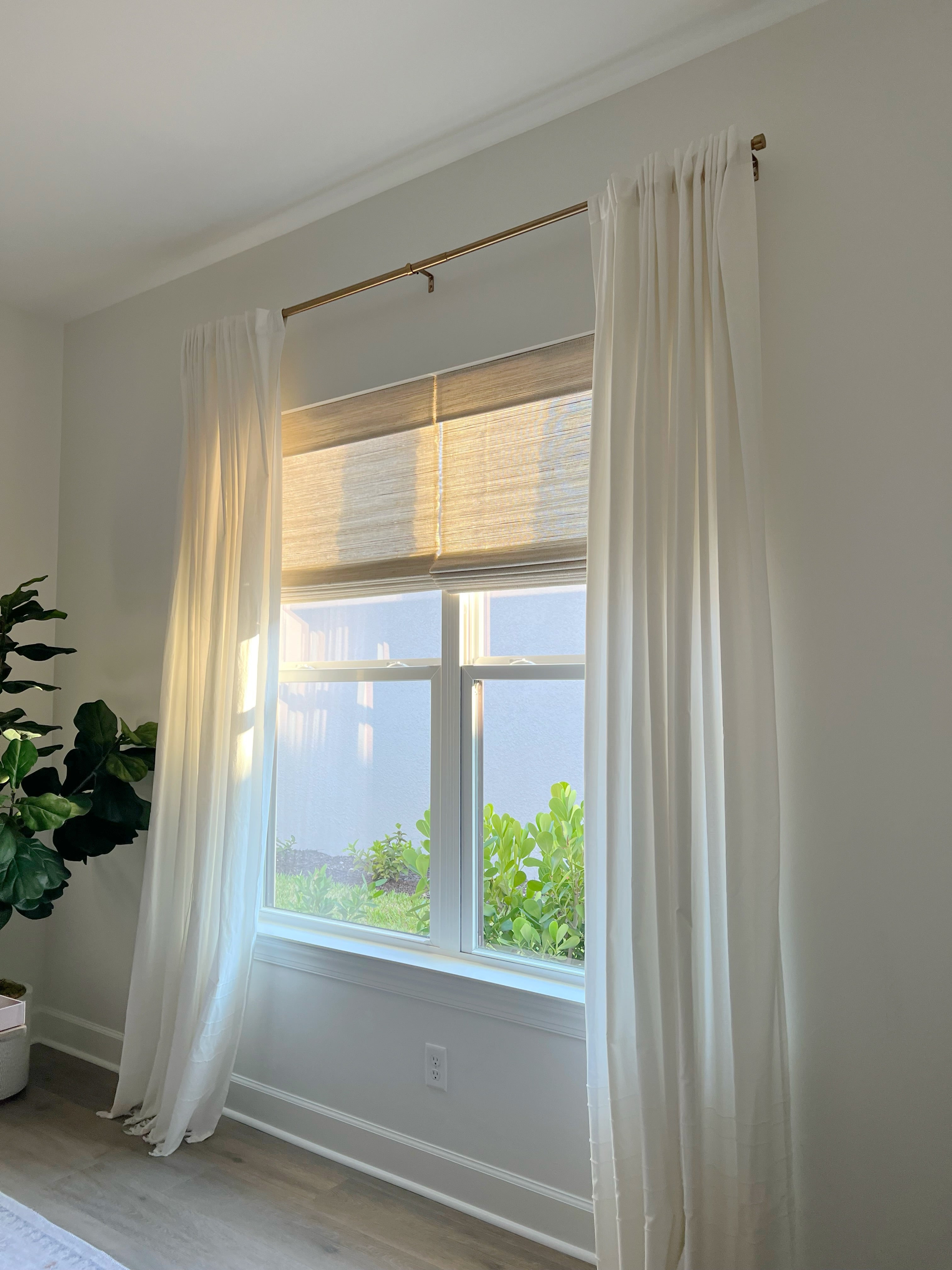 wall white bamboo shades