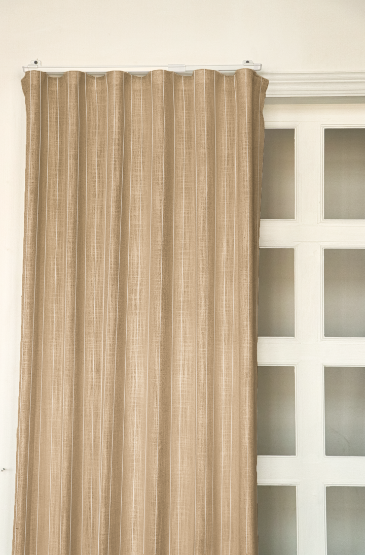 Freda Plaid Stripes Linen Curtains & Drapes Ripple Fold