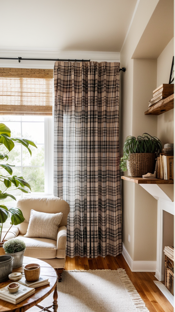 Freda Plaid Stripes Linen Curtains & Drapes French Pleated