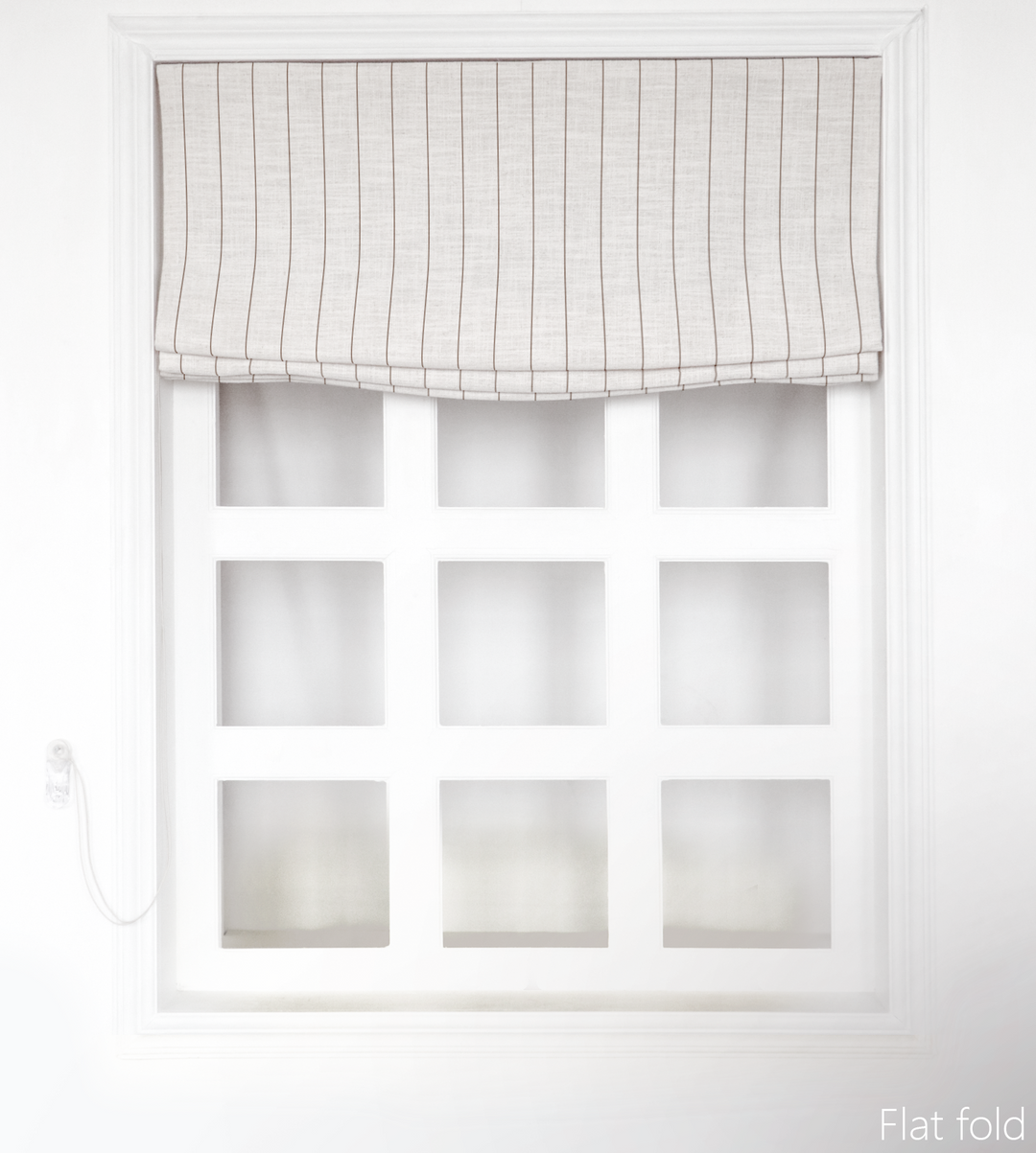 Freda Plaid Stripes Linen Roman Blinds & Shades | Flat Fold