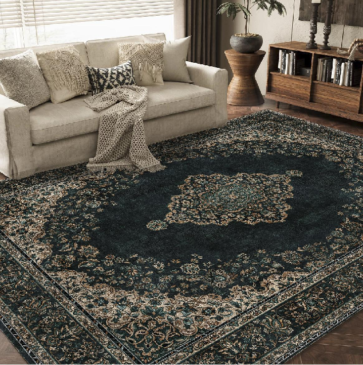 Jasper Blackish Green Printed Rug